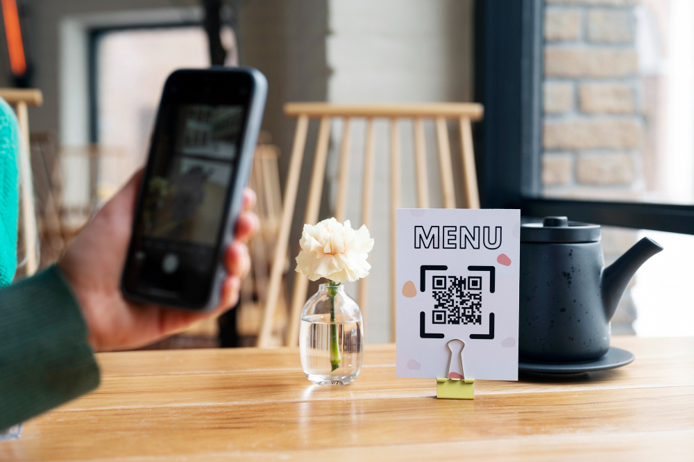 Guest scanning a QR code to order